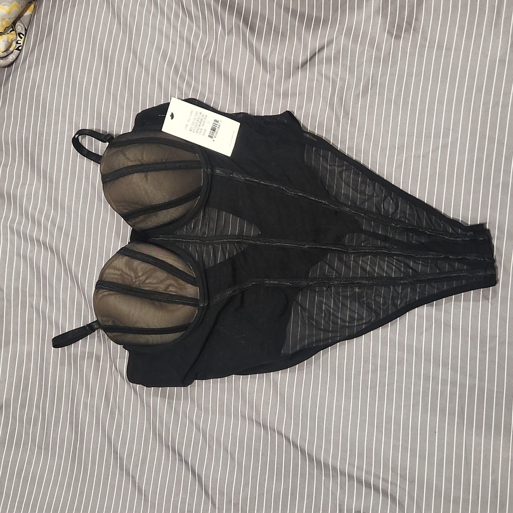 Nwt Black Mesh Teddy